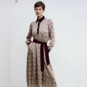 Zara Contrasting Printed Shirt Dress